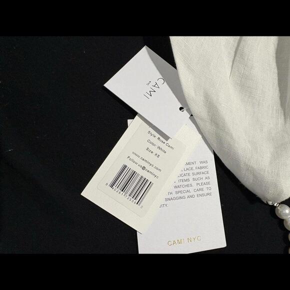 NYC White 100% Linen Pearl Straps Top Size Lining XS Cami NWT - Picture 3 of 9